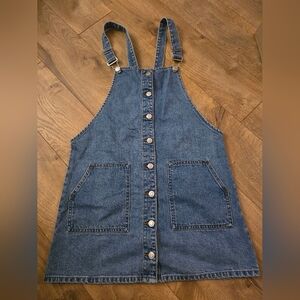 Denim & Co Classic Blue Denim Overall Dress Pocket Size 6 Cute